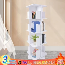 4 Tier Bookcase Bookshelf Display Rack Storage Shelves Shelving 360° Rotating