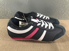 BNWT Older Girls Size 2 Rivers Doghouse Navy White Pink Casual Jogger Shoes