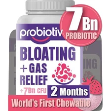 Probiotiv Anti Gas & Bloating Relief for Women and Men 7 Billion CFU – Chewab...