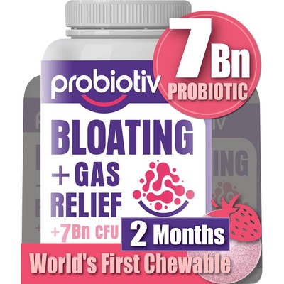 Probiotiv Anti Gas & Bloating Relief for Women and Men 7 Billion CFU   Chewab...