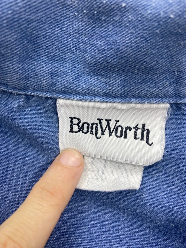 Vtg BonWorth Top Women XLP Western Embroidered Easter Denim Shirt Made In USA - Image 3 of 4