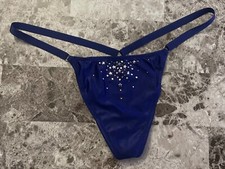 VICTORIA'S SECRET O/S BLUE RHINESTONE STAR SMOOTH VINTAGE RARE V STRING PANTIES