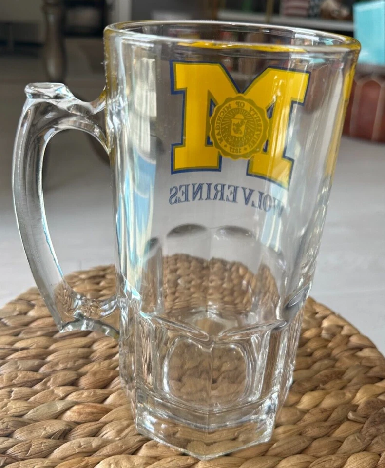 University Michigan Wolverines High Quality Glass Beer Stein Handle 32oz - Image 4 of 4