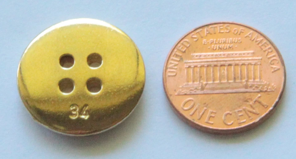 2 DILL Cream Enamel Gold Tone Metal Sew-through Buttons 3/4" 20MM 1 Card # 3564 - Image 4 of 4