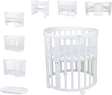 Waldin Babybett OWAL Kinderbett 7in1 mit Matratze, mitwachsendes Kinder-Bett