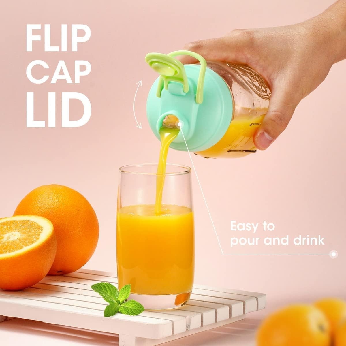 4-Pack Leak-Proof Flip Top Mason Jar Lids - Colorful & Reusable for Drinks