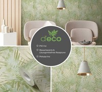 Vliestapete Mit DschungelbläTtern Pvc-Frei – GrüN, Beige