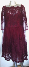 CHI CHI LONDON CURVE FORMAL OCCASION PROM DRESS Size 18 LACE TULLE 3/4SLEEVE ZIP