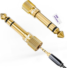 6.35mm Male to 3.5mm Female 1/4 inch to 1/8 inch 24K Stereo Audio Jack Adapter f