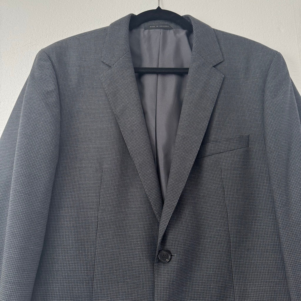 Men's BOSS Hugo Boss Gray Houndstooth Sport Coat Blazer 42R thumbnail 11