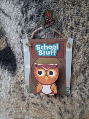 Holzklammer Schulsachen Eule Magnet Taschenclip