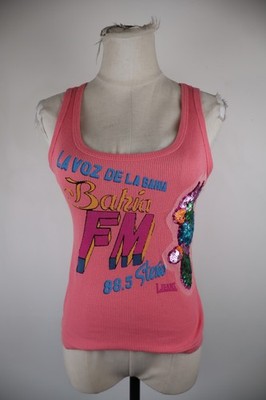 LONSDALE Damen Canotta Top Jeans Maglia Ohne Ärmel Vintage Shirt Größe L