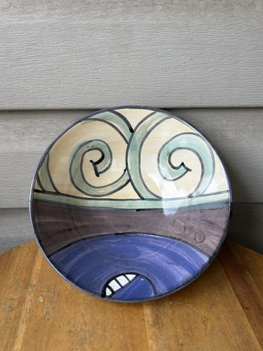 Marilyn Yung Hot Fresco Pottery Colorful Abstract Studio Art Pottery Bowl 7.5”