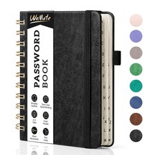 Password Book with Alphabetical Tabs, Spiral Password Keeper Book for Seniors...