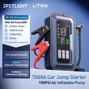 UTRAI All-in-One 7000A Car Jump Starter with Air Compressor & OBD Diagnosis & Ou