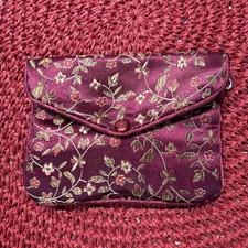 Embroidered Satin Jewelry Pouch