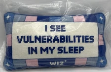Furbish ‘I See Vulnerabilities In My Sleep’9" x 15" Rectangle Needlepoint Pillow