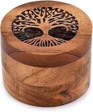 Handmade Acacia Wood Urn For Human Ashes Tree Of Life Wooden Box Urns For Ashes