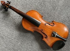 Antique Vintage Violin Continental German Unmarked Full Size 44 with Bow & Case