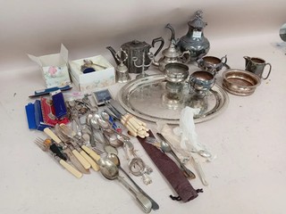 Vintage Silver Plate Cutlery Teapots Tray Mixed Job Lot 6.8kg