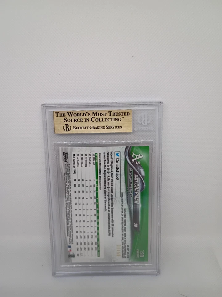 MATT CHAPMAN SSP - 2018 Topps Chrome GOLD Wave REFRACTORS /50 - BGS 10 Pristine - Image 4 of 4