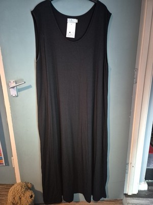 BNWT Box2 Size 26 / 28 Plus Size Black Sleeveless Maxi Long T-shirt Dress (155/v