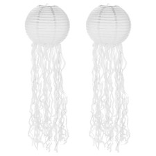 2Pcs 31x10in Jellyfish Paper Lantern, White