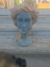 Large Cast Stone Goddess Head Planter - Aged ...