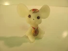 Fenton VTG White Opal Satin Whimsical Mouse Vest Hand Painted Signed J Powell