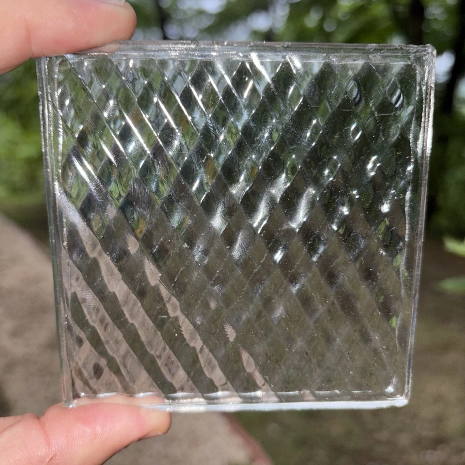 Vintage Glass Panes (2) Two  Diamond Prism Antique Window Tile 4x4 Tudor - Image 4 of 4