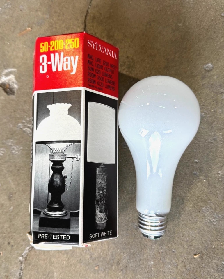 3-Way 50/200/250 120V Soft White A21 Non-LED LIGHT BULB LAMP SYLVANIA NEW 19404 - Image 2 of 4