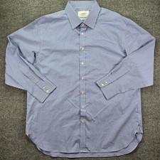 Charles Tyrwhitt Dress Shirt Mens 18 35 Blue White Gingham Check Classic Fit
