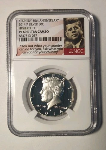 2014 P Kennedy Half Dollar 50th Anniversary Silver High Relief PF69