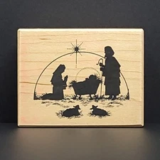 PSX Designs Christian Nativity Silhouette Scene Wood Mounted Rubber Stamp D-209