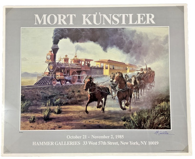 Mort Künstler Signed Exhibition Poster  The Race  Hammer Galleries 1985   30x24