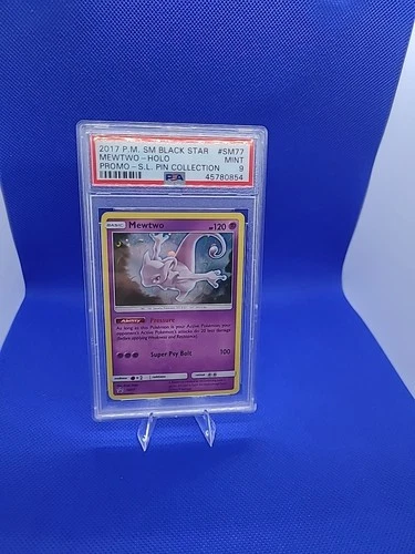 2017 POKEMON SM BLACK STAR PROMO SHINING LEGENDS PIN COLL MEWTWO-HOLO PSA 8
