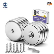8 Pc or 4 Pc round Base Cup Magnet 100LBS Strong Rare Earth Magnet Heavy Duty