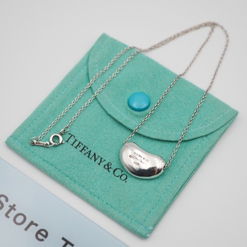 [VG] Tiffany&Co. Bean Necklace 20mm Sterling Silver 925 ELSA PERETTI W/Pouch