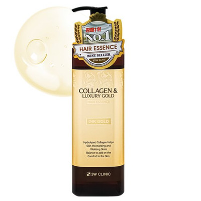 3W Clinic Collagen Luxury Gold Hair Essence 150ml Repair Serum with 24K Gold