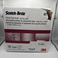 3M 07747 Scotch-Brite Primer Prep Scuff Pads Very Fine Maroon 30 Pack Box Damage
