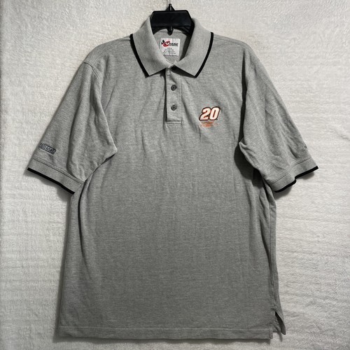Chase Tony Stewart #20 Polo Shirt Mens Medium Gray Short Sleeve Collar Nascar
