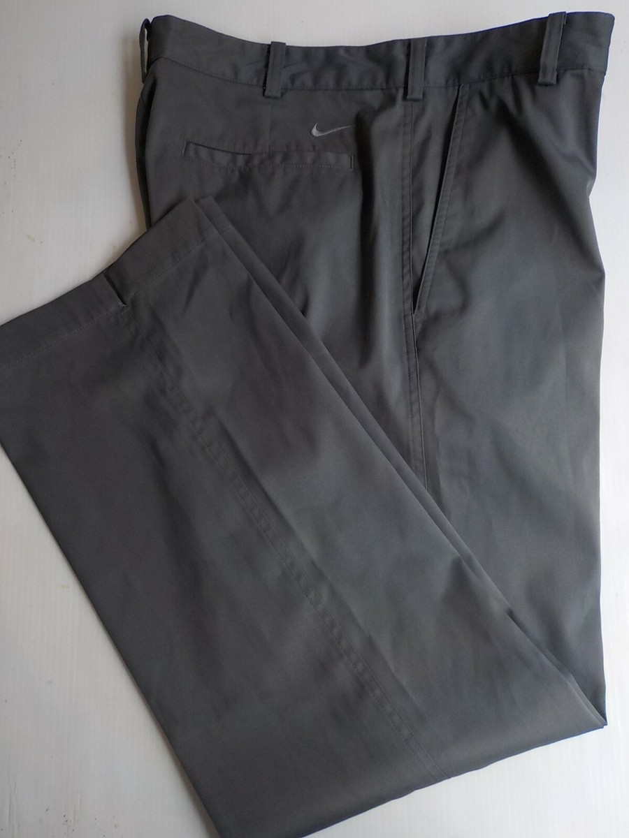 NIKE Golf Dri-Fit Flat Front Golf Pants Gray Slit at Cuff SZ 34X30