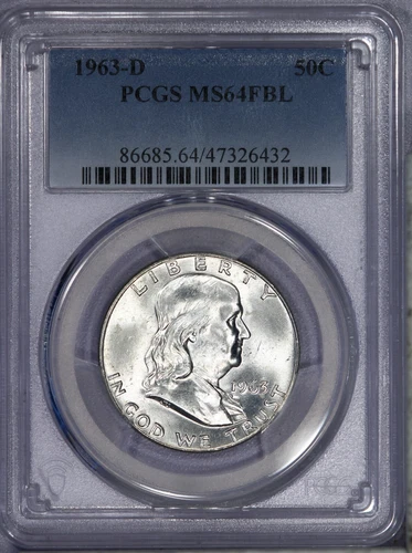 1963-D Franklin Half Dollar 50c PCGS MS64 FBL