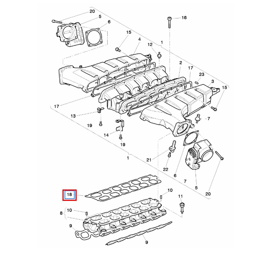 Bentley Continental GT Intake manifold gasket P/N 07C133238F