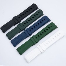20mm White / Green FKM Rubber Strap Watch Band Fits Omega Seamaster 300M Diving