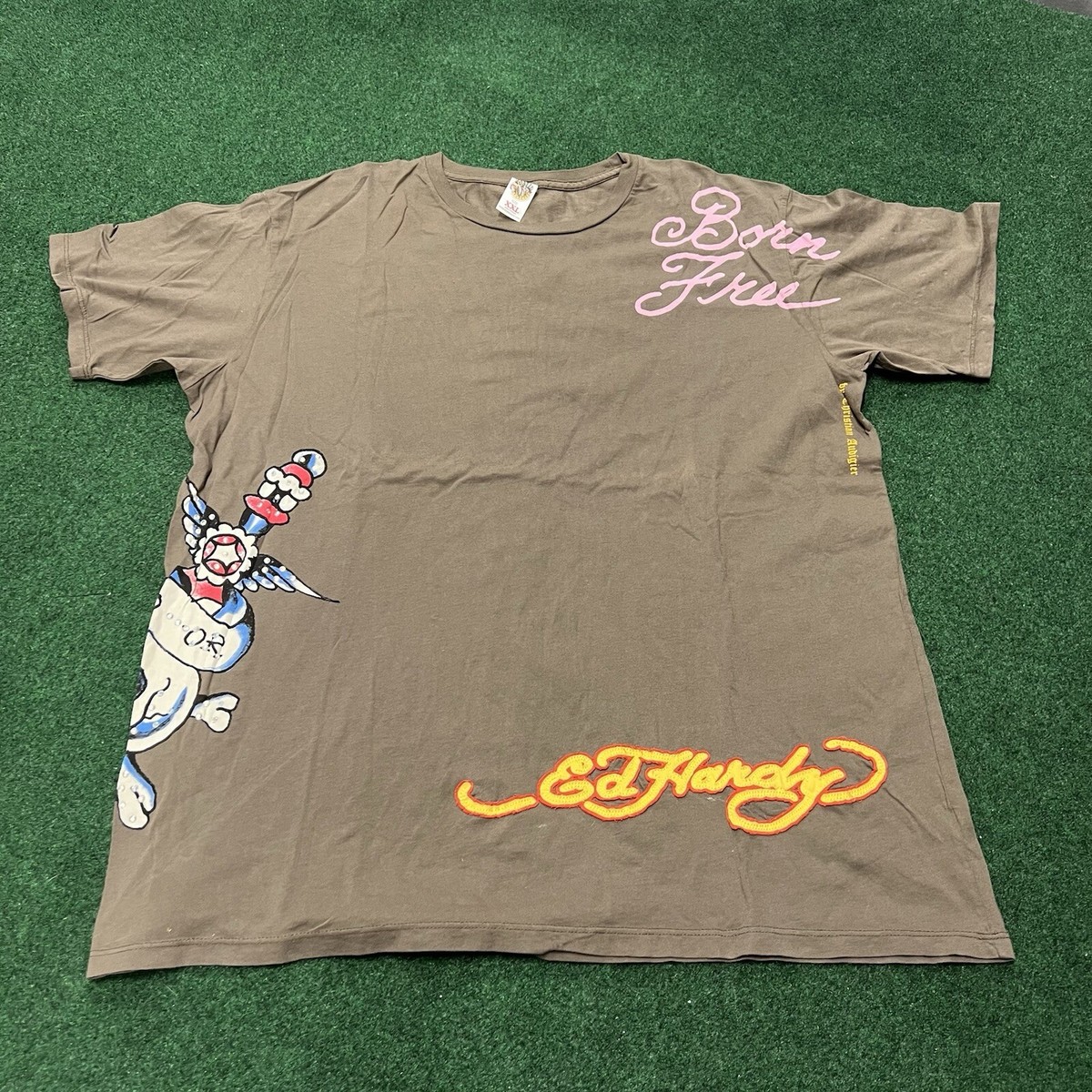 Ed Hardy Distressed Life is a gamble Polo Shirt XXL Snake Eagle 