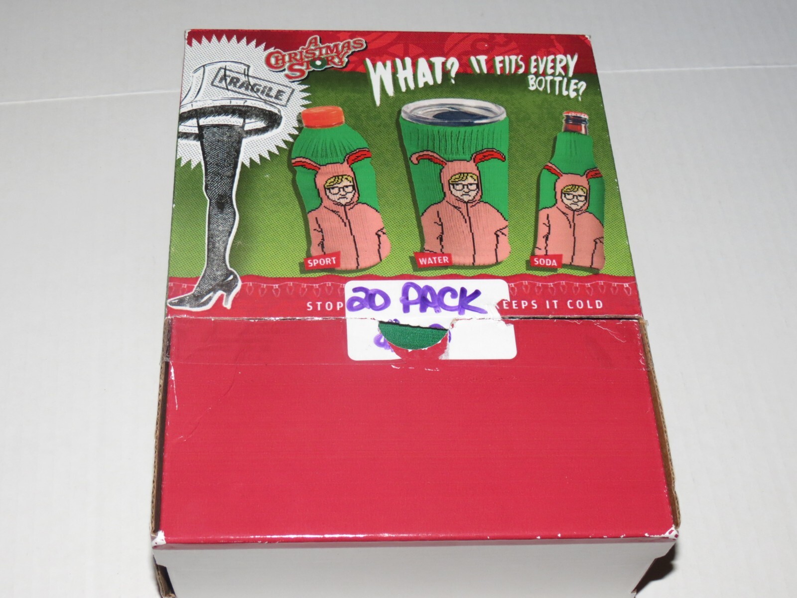 BOX of 20 FREAKERs Bottle Can Beverage Insulator A Christmas Story Pink Bunny