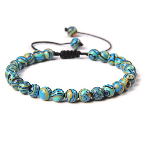 Bracciale Regolabile Perline In Pietra Naturale 6MM Tessuto Rotondo Fatto a Mano - Foto 82 di 104