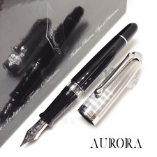 Penna stilografica Aurora 88 Big nera con tappo placcato argento 14K DHL spedizione espressa
