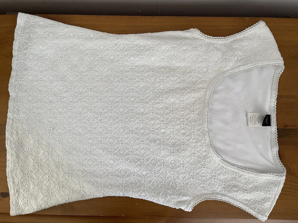 Top envolvente blanco sin mangas para mujer talla L catedral ventana patrón texturizado Foto 3 de 4